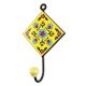 Yellow With Turquoise Tiny Flower Ceramic Tiles Hook 